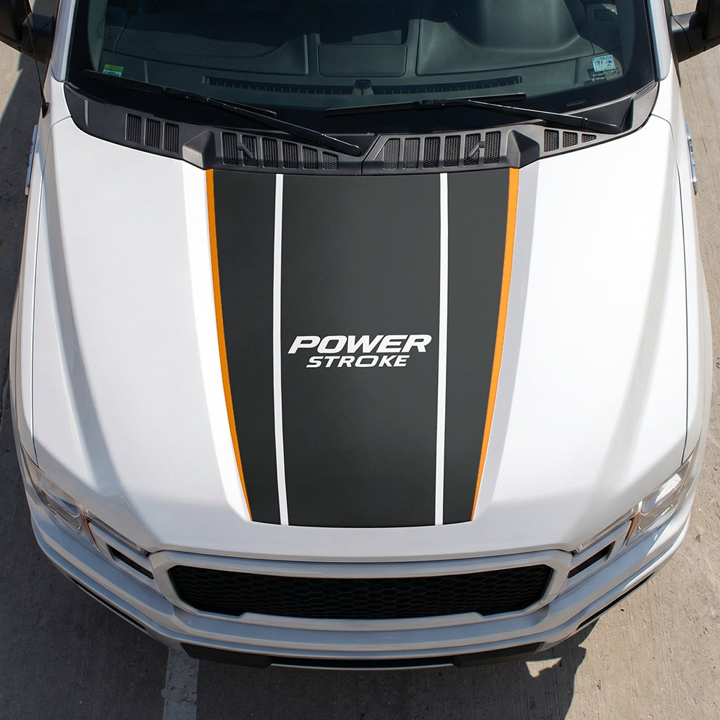 Hood Panel Decal/Sticker - Power Stroke Graphic Decal Graphic Kit - For Ford F-150 2015-2020 - Premium Vinyl