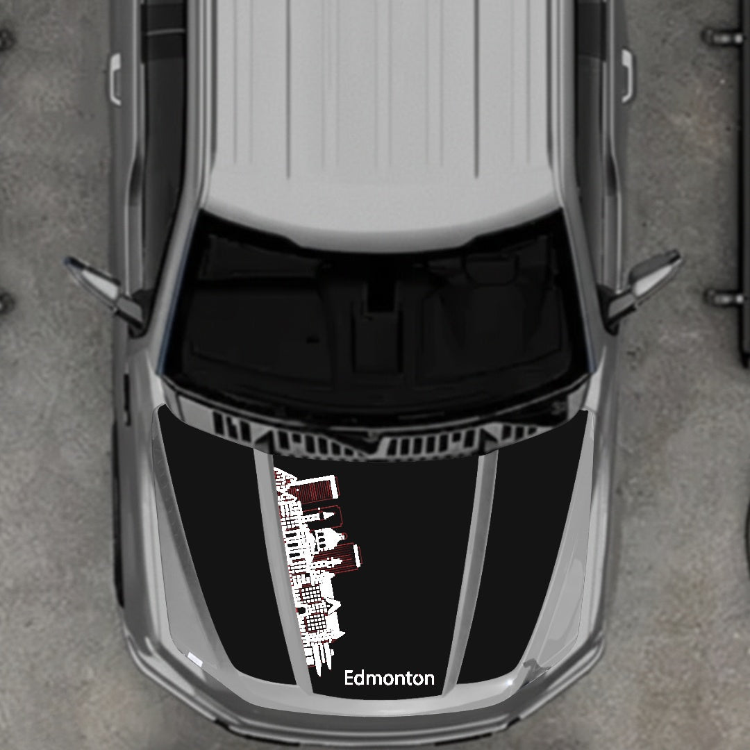 Hood Panel Decal/Sticker - Edmonton Skyline Graphic Kit - For Ford F-150 2020-2026 - Premium Vinyl