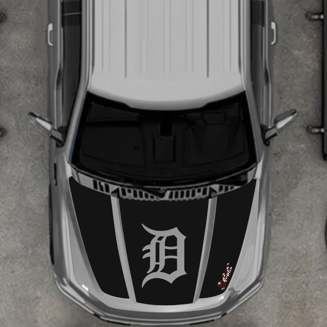 Hood Panel Decal/Sticker - Detroit Intial - Cut Graphic Kit - For Ford F-150 2020-2026 - Premium Vinyl