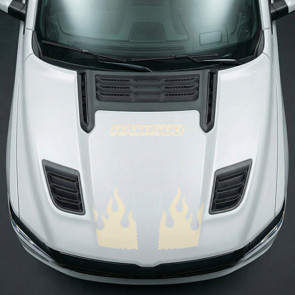 Hood Panel Decal/Sticker - RAM 1500 Flaming U-Shape - Cut Graphic Kit - For Dodge Ram 2019-2025 - Premium Vinyl