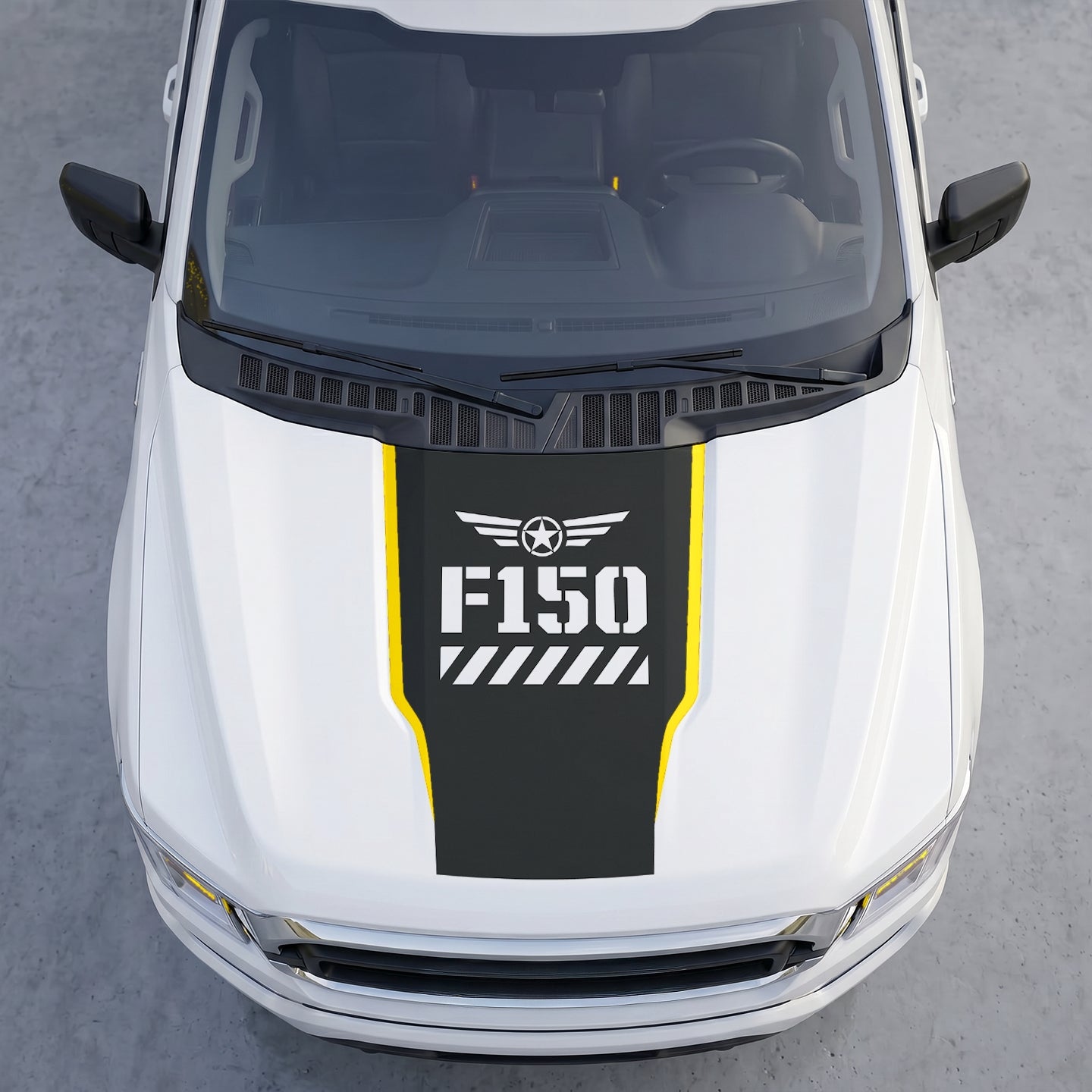 Hood Panel Decal/Sticker - Military Shield Hood Decal – Star Wings Emblem Vinyl Wrap Graphic Kit - For Ford F-150 F150 2015-2020 - Premium Vinyl