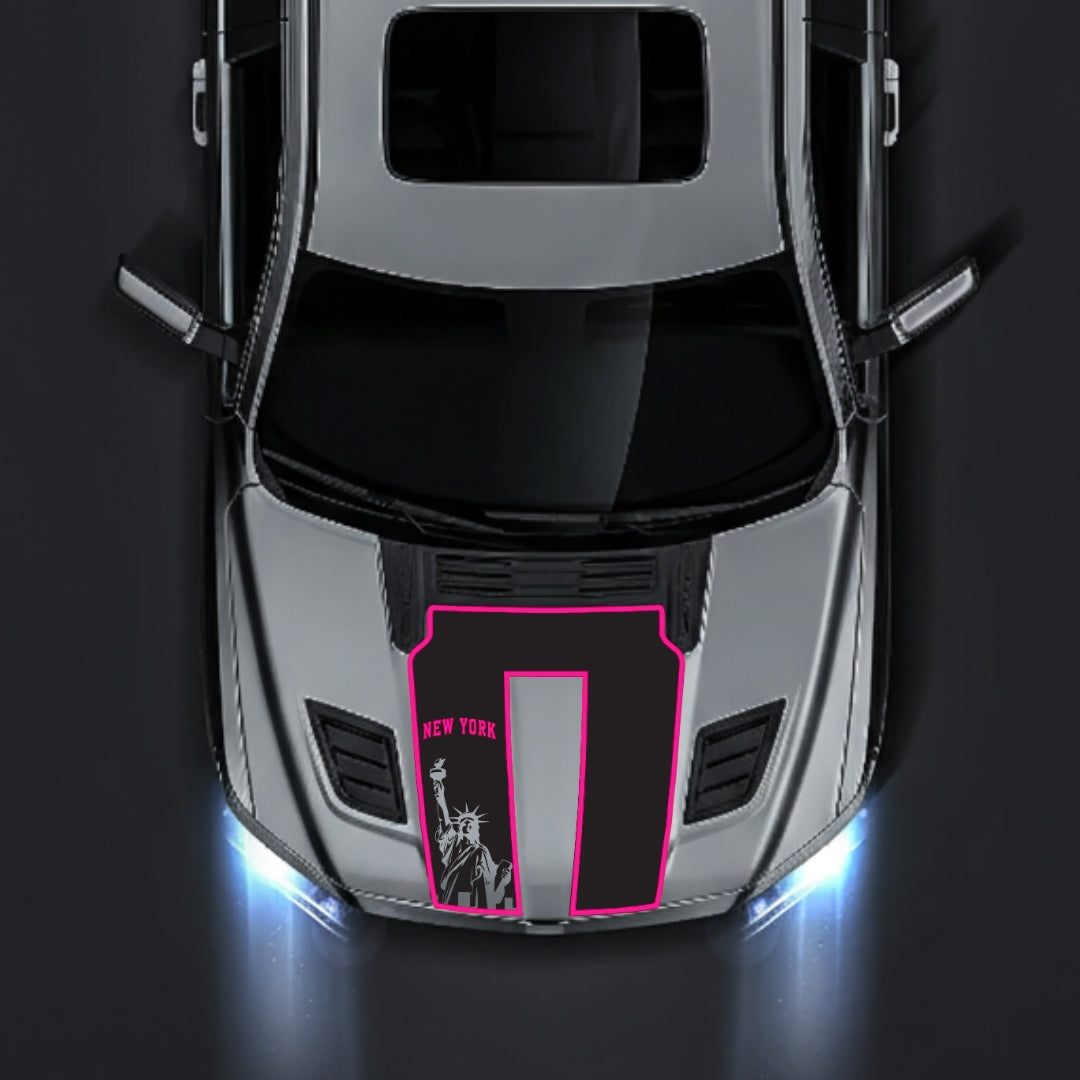 Hood Panel Decal/Sticker - New York - Cut - Border Graphic Kit - For Dodge RAM 1500 2019-2025 - Premium Vinyl