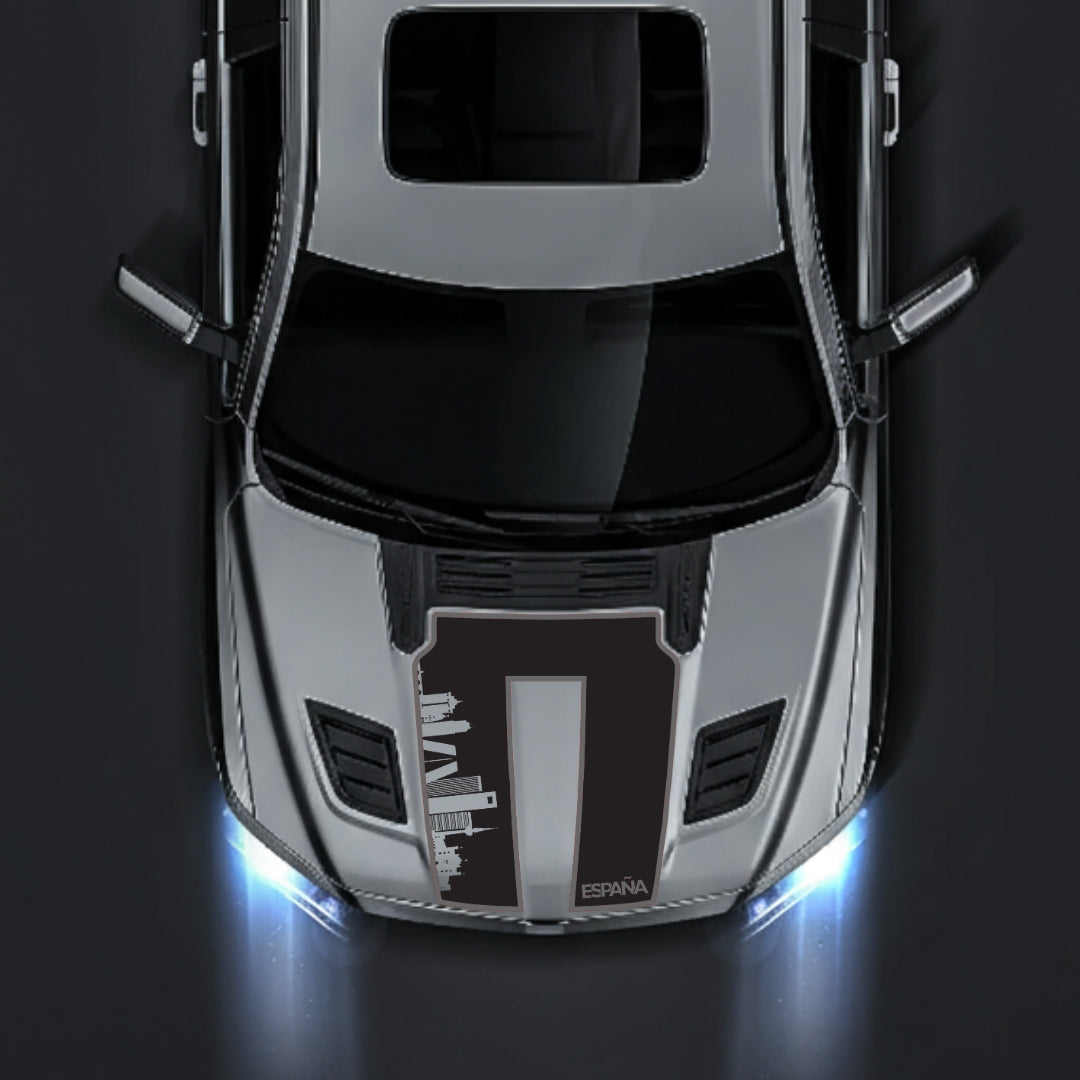Performance Hood Panel Decal/Sticker - Spain Skyline - Cut - Border Graphic Kit - For Dodge RAM 1500 2019-2025 - Premium Vinyl
