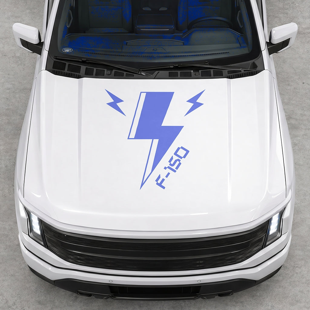 Hood Panel Decal/Sticker - Cut Triple Electric Graphic Decal Graphic Kit - For FORD F-150 2015-2020 - Premium Vinyl