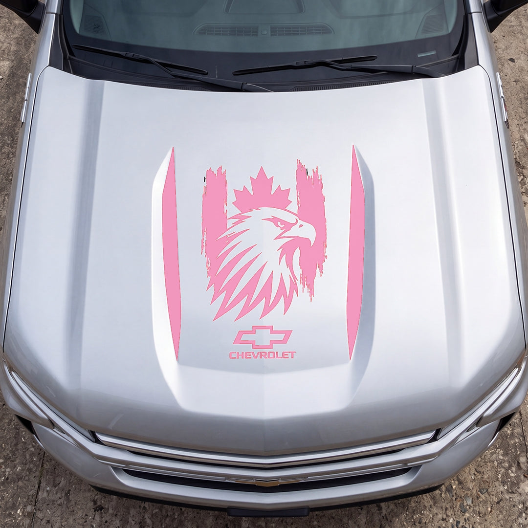 Hood Panel Decal/Sticker - Canadaian Eagle Head Graphic Decal Graphic Kit - For Chevrolet Silverado 2019-2024 - Premium Vinyl