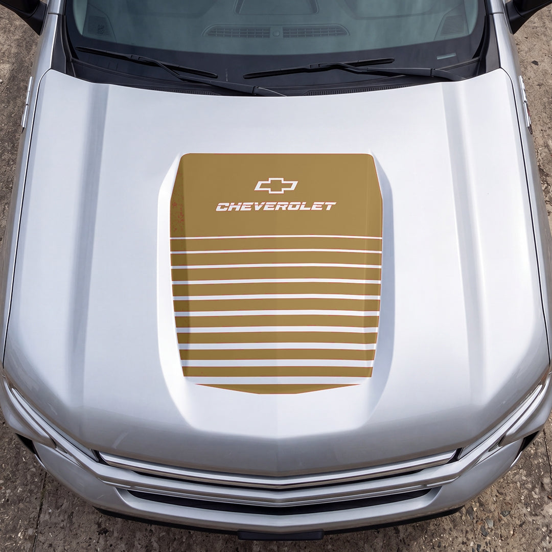 Hood Panel Decal/Sticker - Solid Wavy Graphic Decal Graphic Kit - For Chevrolet Silverado 2019-2024 - Premium Vinyl