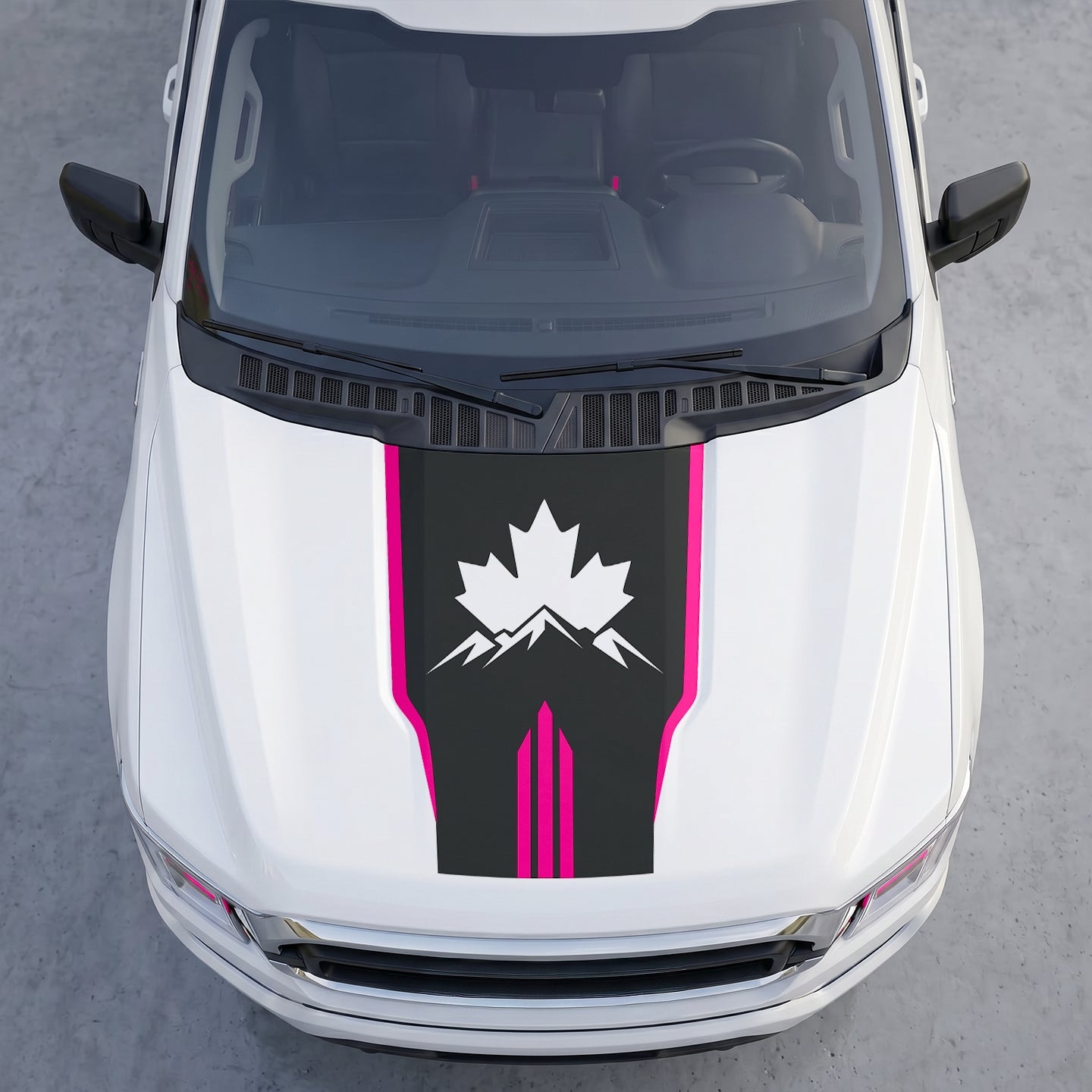 Hood Panel Decal/Sticker - Wilderness Maple Leaf Hood Decal – Evergreen Pine Forest Silhouette Graphic Vinyl Wrap Graphic Kit - For Ford F-150 F150 2015-2020 - Premium Vinyl
