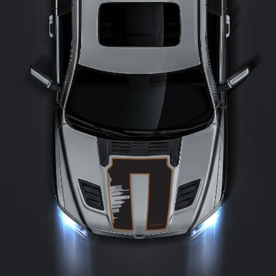 Performance Hood Panel Decal/Sticker - Philadelphia Skyline - Cut - Border Graphic Kit - For Dodge RAM 1500 2019-2025 - Premium Vinyl