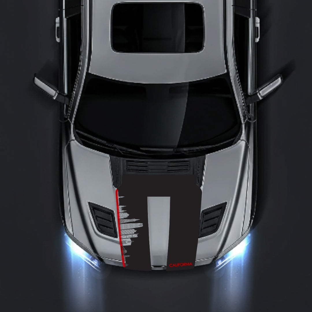 Performance Hood Panel Decal/Sticker - California Skyline - Cut - Border Graphic Kit - For Dodge RAM 1500 2019-2025 - Premium Vinyl