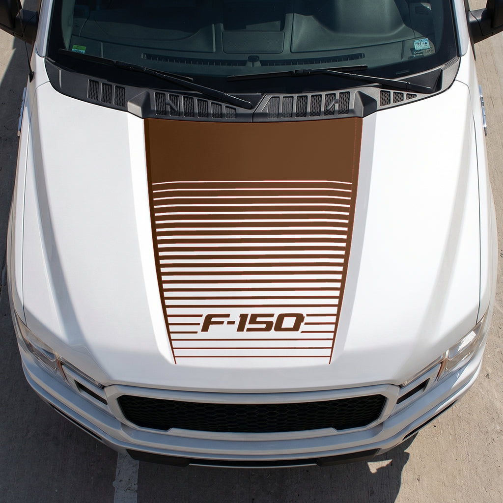 Hood Panel Decal/Sticker - Waves Graphic Decal Graphic Kit - For Ford F-150 2015-2020 - Premium Vinyl