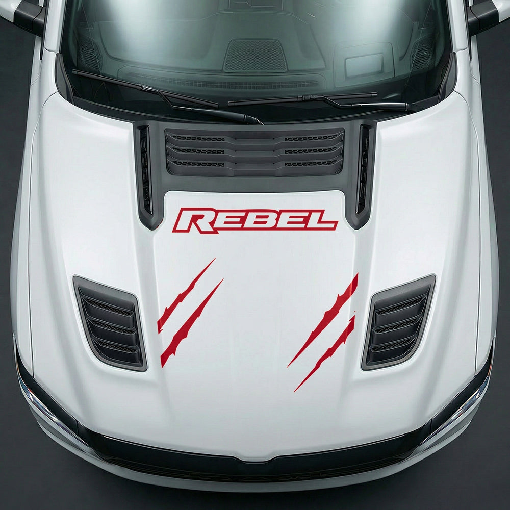 Hood Panel Decal/Sticker - Dodge RAM Rebel Claw Scratch U-Shape Stripe - Cut Graphic Kit - For Dodge Ram 2019-2025 - Premium Vinyl