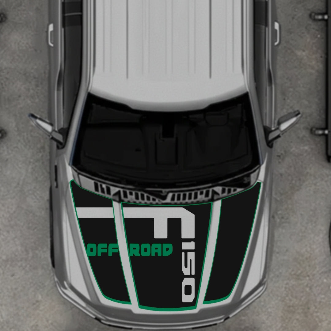 Hood Panel Decal/Sticker - Style 6 - Cut - Border Graphic Kit - For Ford F-150 2020-2026 - Premium Vinyl