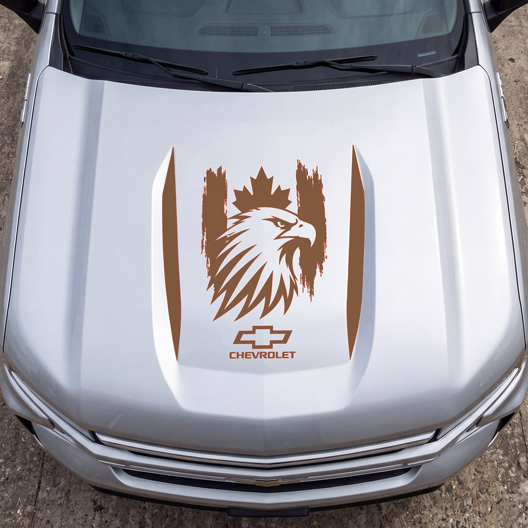 Hood Panel Decal/Sticker - Canadaian Eagle Head Graphic Decal Graphic Kit - For Chevrolet Silverado 2019-2024 - Premium Vinyl