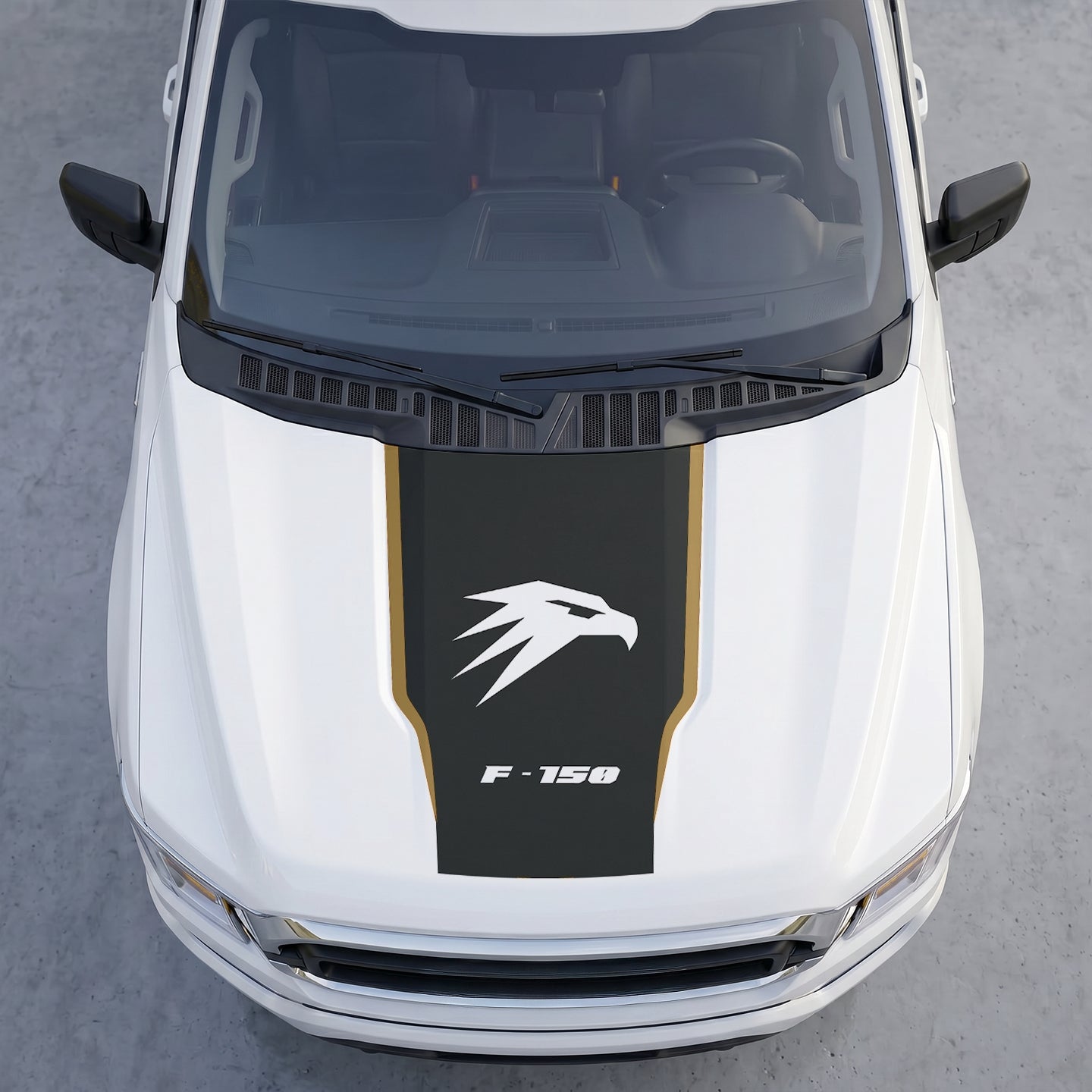Hood Panel Decal/Sticker - Tactical Eagle Head Hood Decal – Minimalist Geometric Hawk Vinyl Sticker Graphic Kit - For Ford F-150 F150 2015-2020 - Premium Vinyl