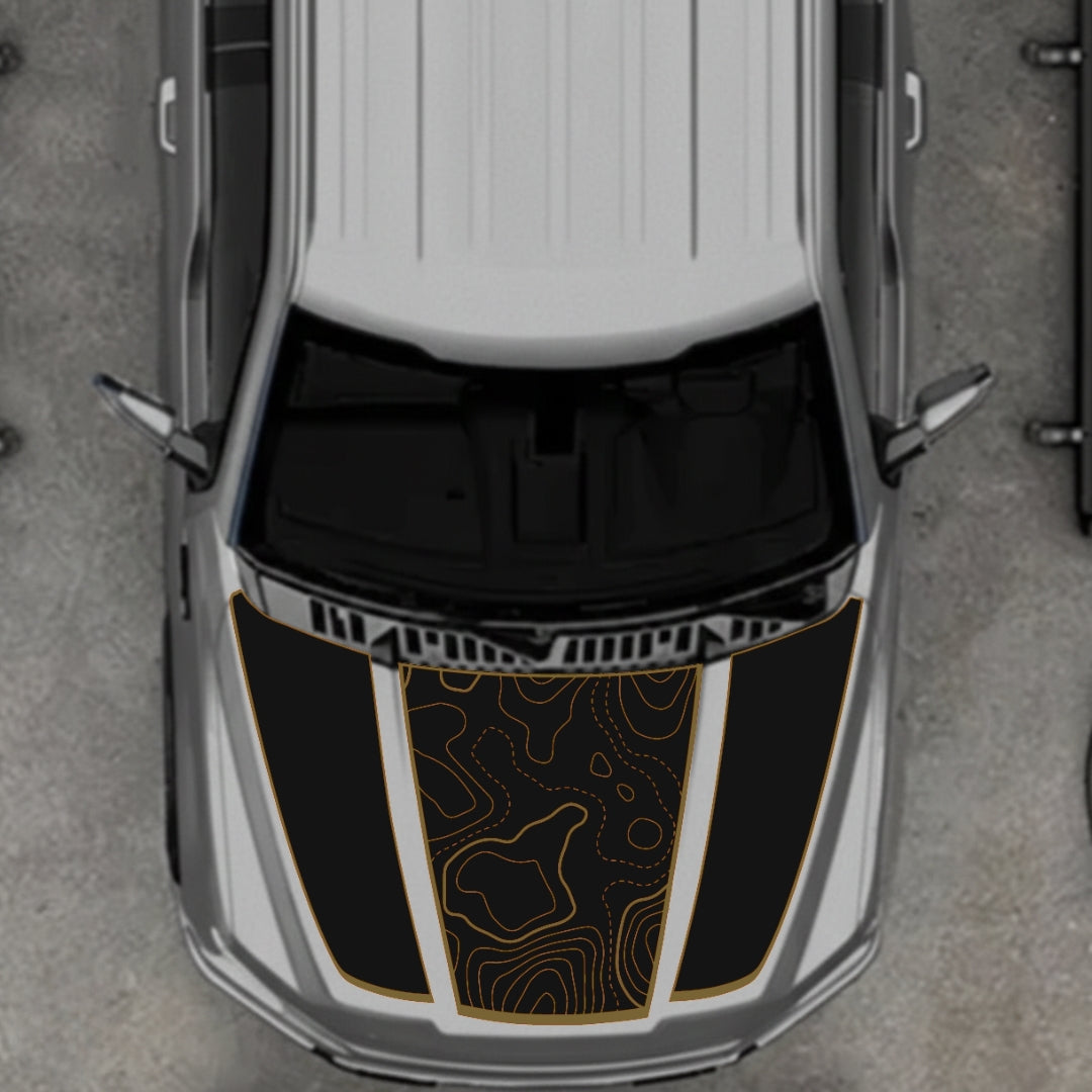 Hood Panel Decal/Sticker - Style 1 - Border Graphic Kit - For Ford F-150 2020-2026 - Premium Vinyl