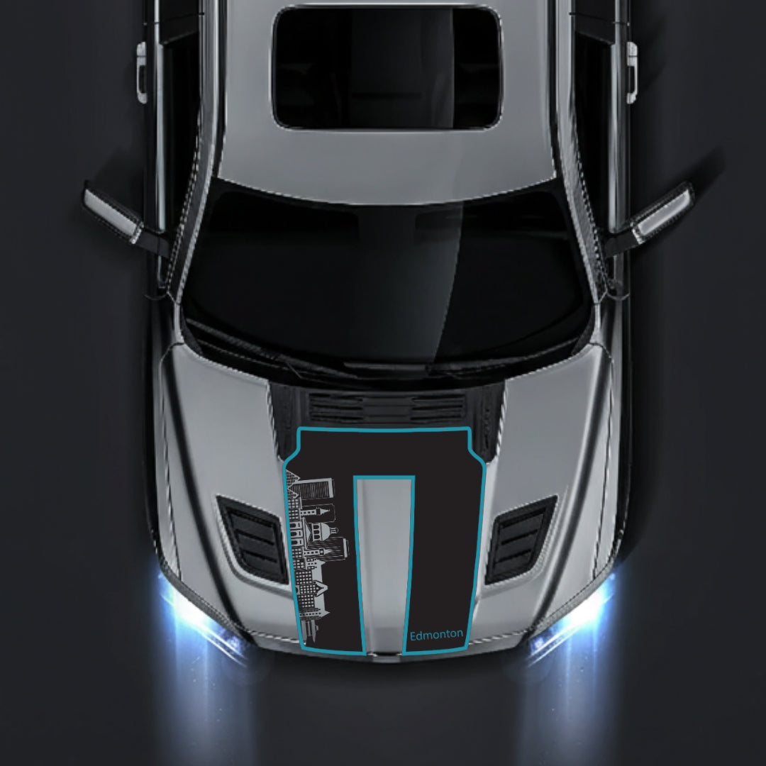 Hood Panel Decal/Sticker - Edmonton Skyline - Cut - Border Graphic Kit - For Dodge RAM 1500 2019-2025 - Premium Vinyl