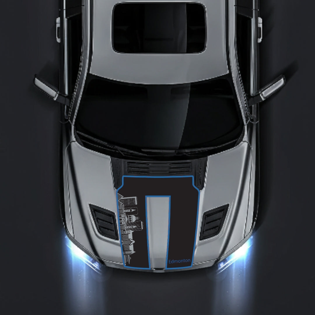 Hood Panel Decal/Sticker - Edmonton Skyline - Cut - Border Graphic Kit - For Dodge RAM 1500 2019-2025 - Premium Vinyl