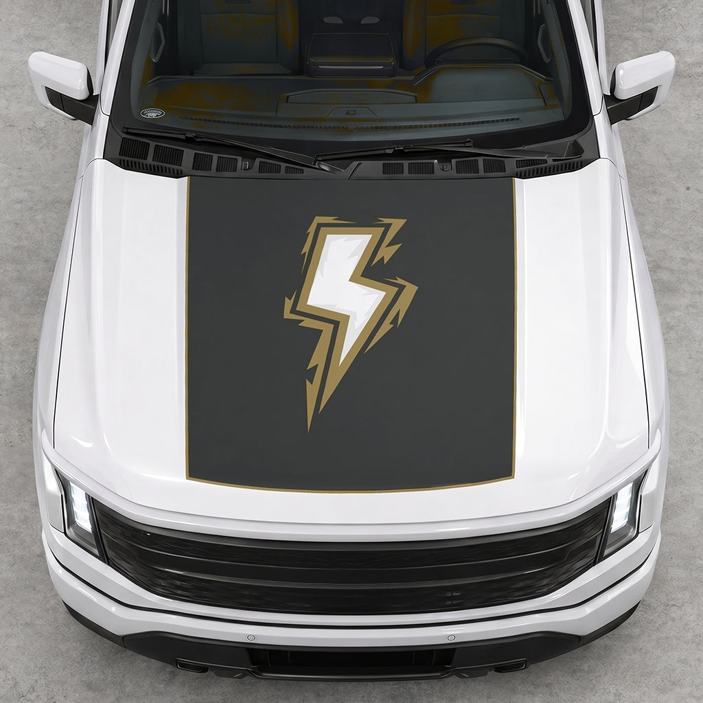 Hood Panel Decal/Sticker - Bordered Electric Graphic Decal Graphic Kit - For FORD F-150 2015-2020 - Premium Vinyl