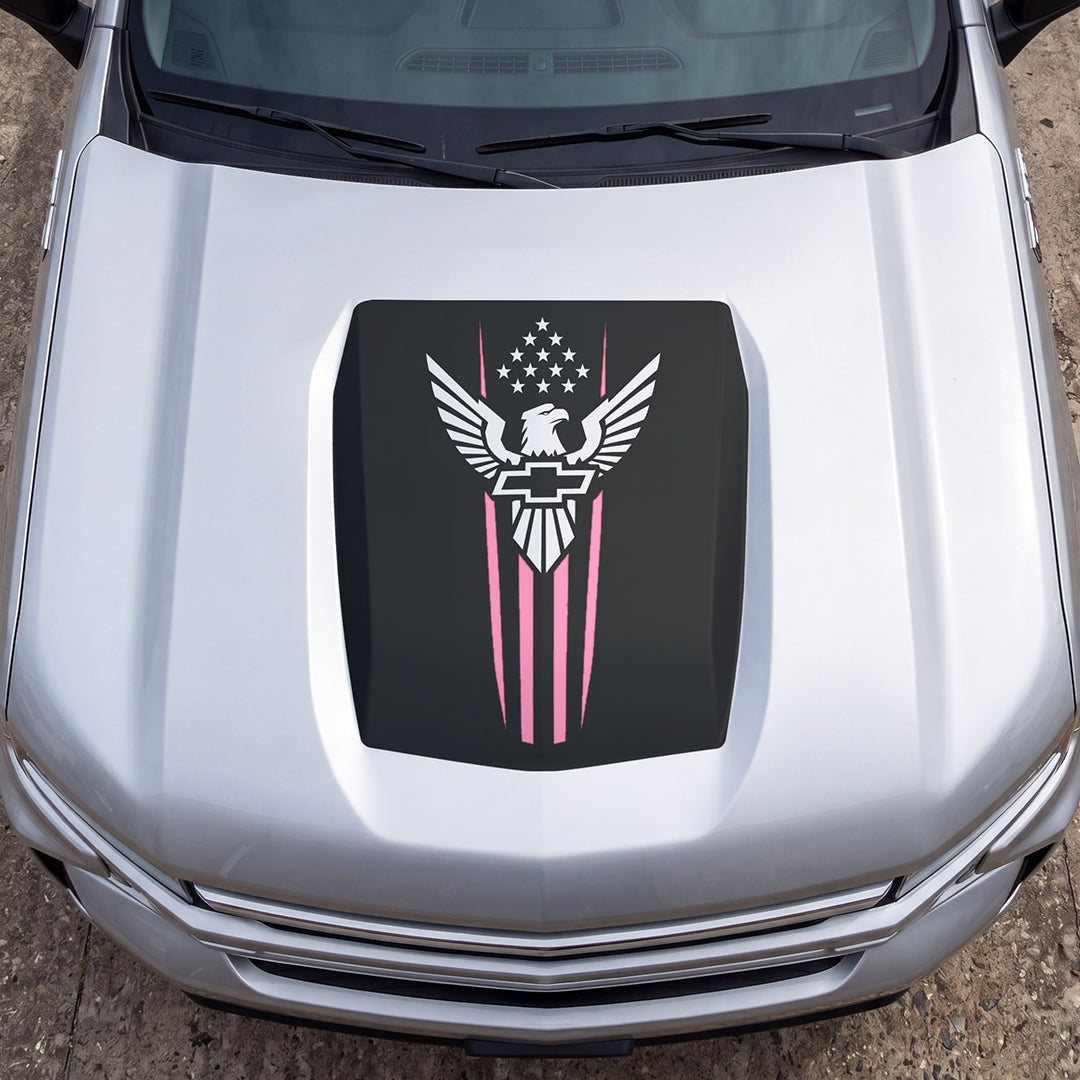Hood Panel Decal/Sticker - Eagle with Stars Graphic Decal Graphic Kit - For Chevrolet Silverado 2019-2024 - Premium Vinyl