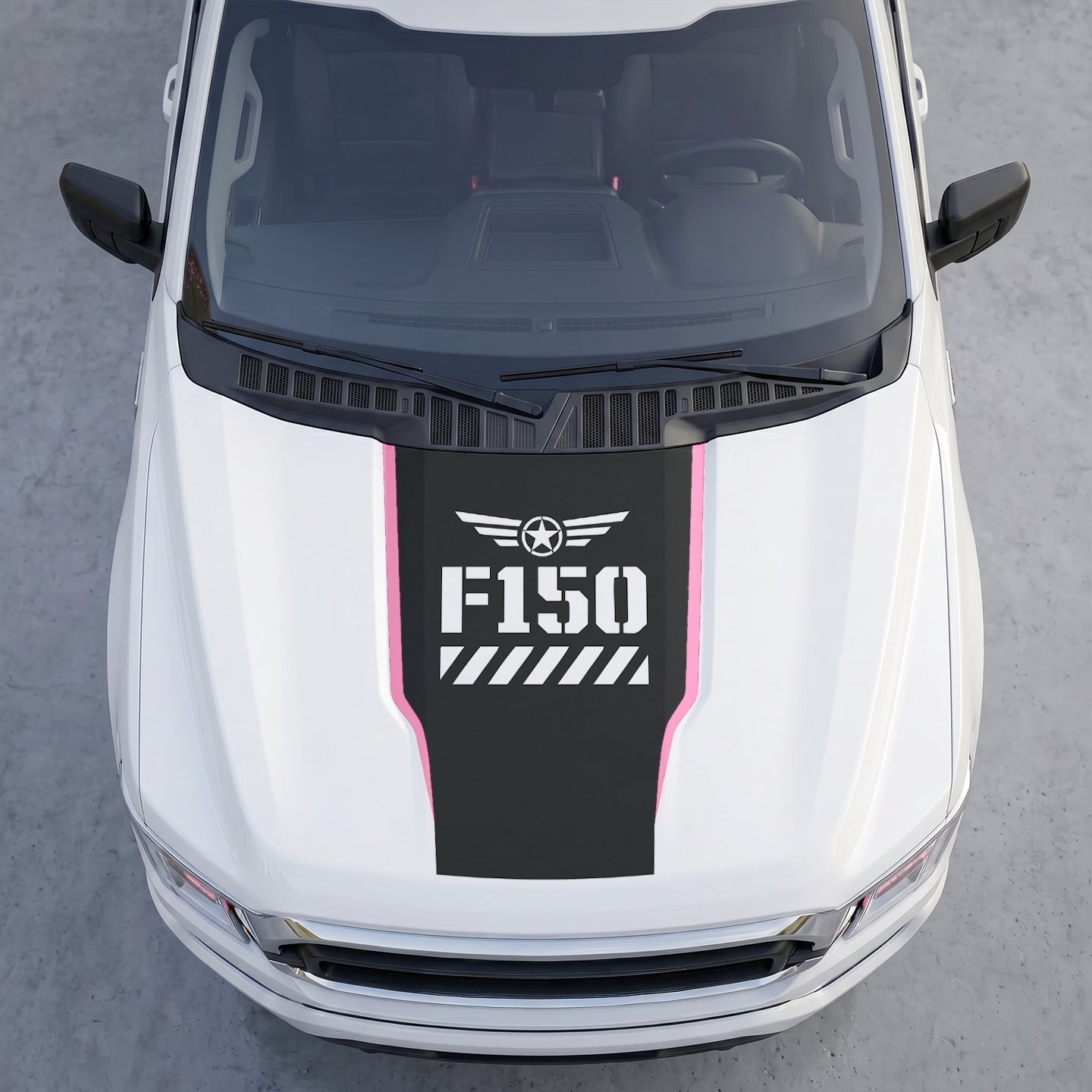 Hood Panel Decal/Sticker - Military Shield Hood Decal – Star Wings Emblem Vinyl Wrap Graphic Kit - For Ford F-150 F150 2015-2020 - Premium Vinyl
