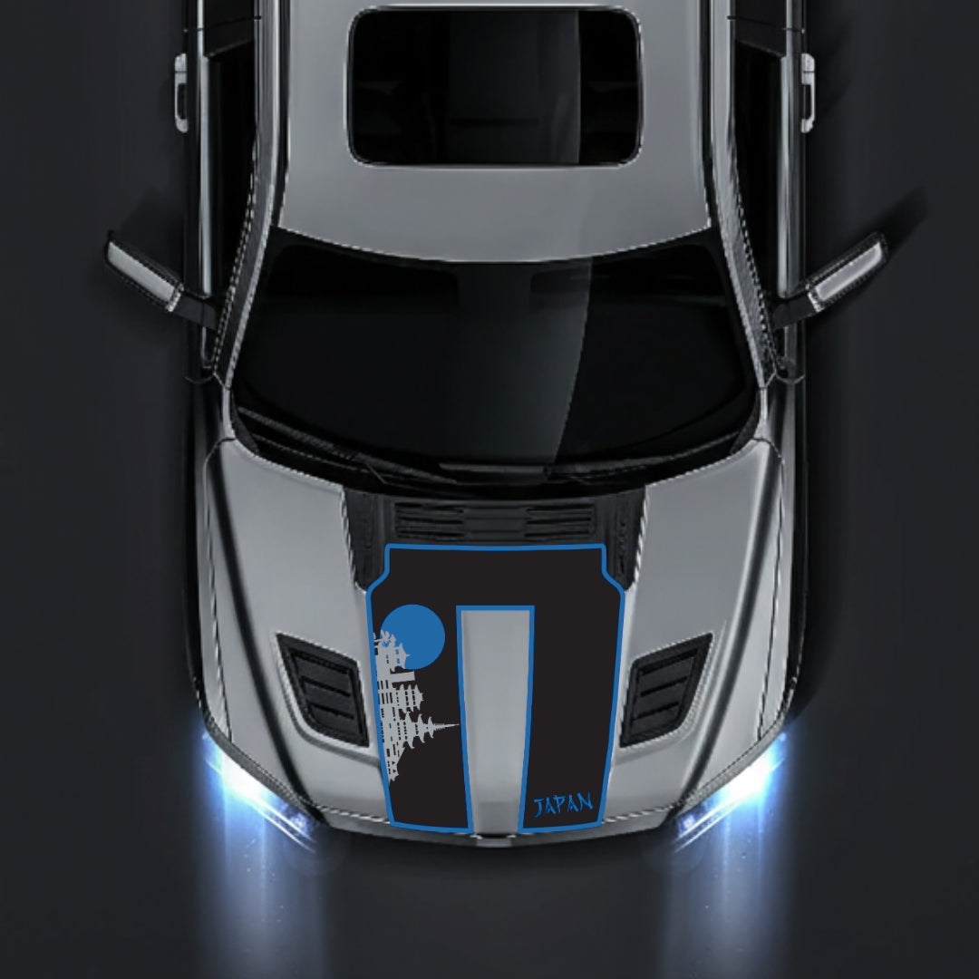 Performance Hood Panel Decal/Sticker - Japan Skyline - Cut - Border Graphic Kit - For Dodge RAM 1500 2019-2025 - Premium Vinyl