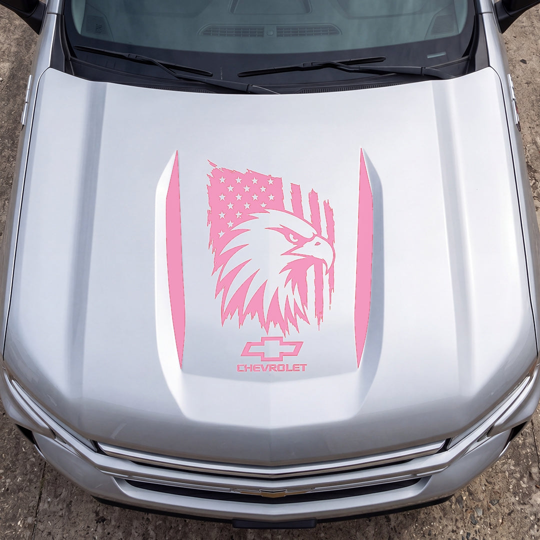 Hood Panel Decal/Sticker - American Eagle Head Graphic Decal Graphic Kit - For Chevrolet Silverado 2019-2024 - Premium Vinyl