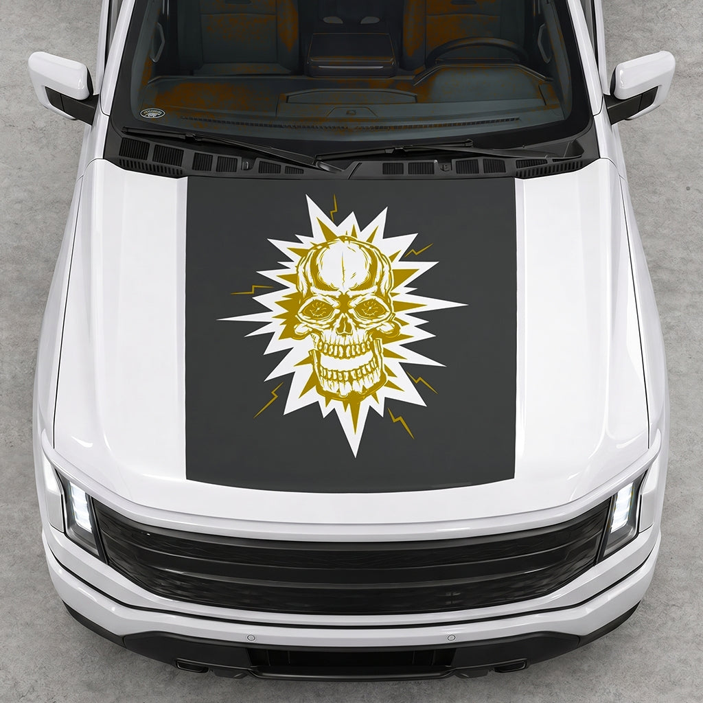 Hood Panel Decal/Sticker - Electric Skull Graphic Decal Graphic Kit - For FORD F-150 2015-2020 - Premium Vinyl