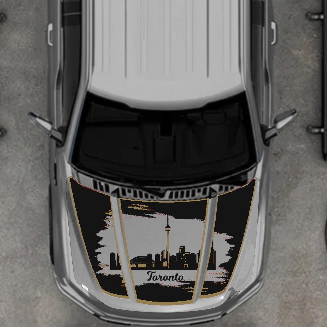 Hood Panel Decal/Sticker - Toronto - Cut - Border Graphic Kit - For Ford F-150 2020-2026 - Premium Vinyl