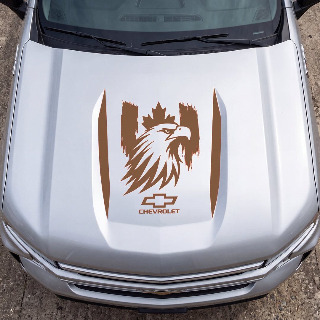Hood Panel Decal/Sticker - Proud Canadaian Eagle Head Graphic Decal Graphic Kit - For Chevrolet Silverado 2019-2024 - Premium Vinyl