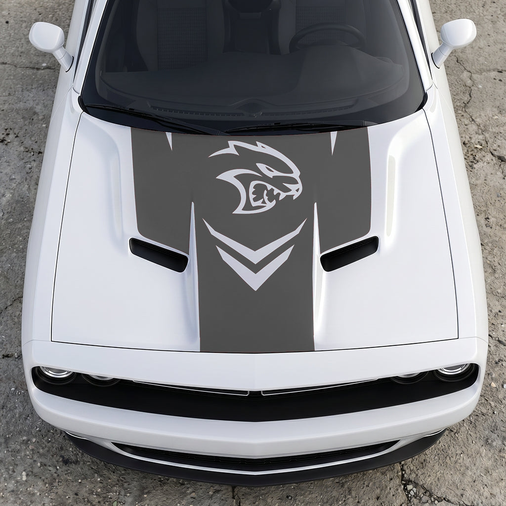 Hood Panel Decal/Sticker - Hellcat Redeye Aggressor - V-Stance Performance Graphic Kit - For Dodge Challenger 2015-2024 - Premium Vinyl