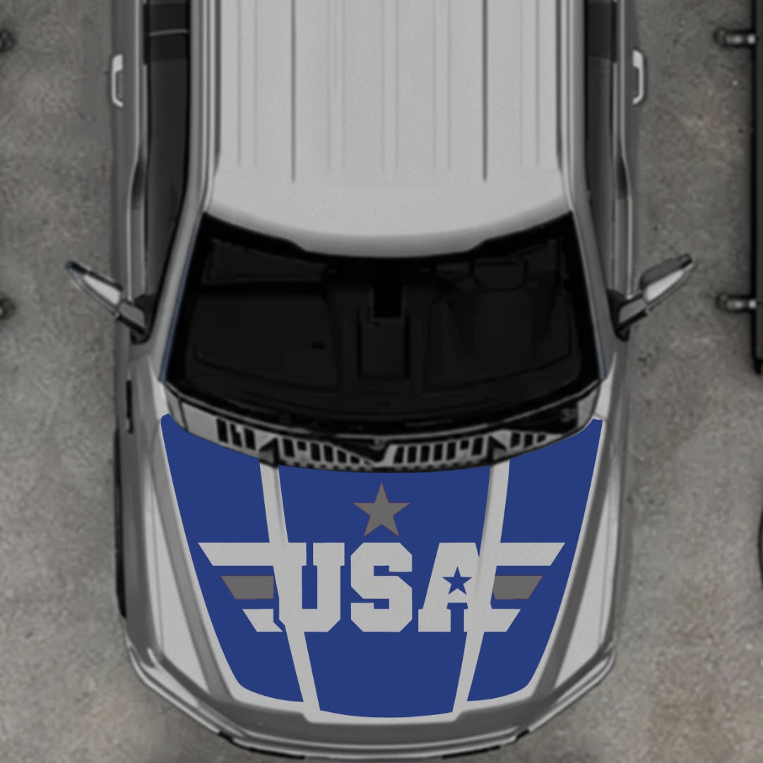 Hood Panel Decal/Sticker - USA Style 9 Graphic Kit - For Ford F-150 2020-2026 - Premium Vinyl