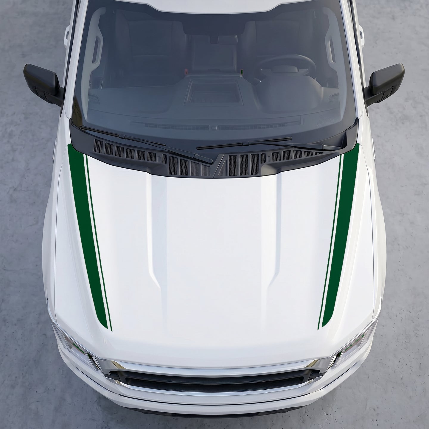 Hood Panel Decal/Sticker - Dual Pinstripe Hood Cowl Decals – Sport Outer Edge Accent Stripes Vinyl Graphics Kit Graphic Kit - For Ford F-150 F150 2015-2020 - Premium Vinyl