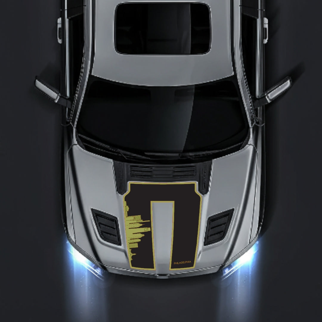 Hood Panel Decal/Sticker - Philadelphia Skyline - Border Graphic Kit - For Dodge RAM 1500 2019-2025 - Premium Vinyl