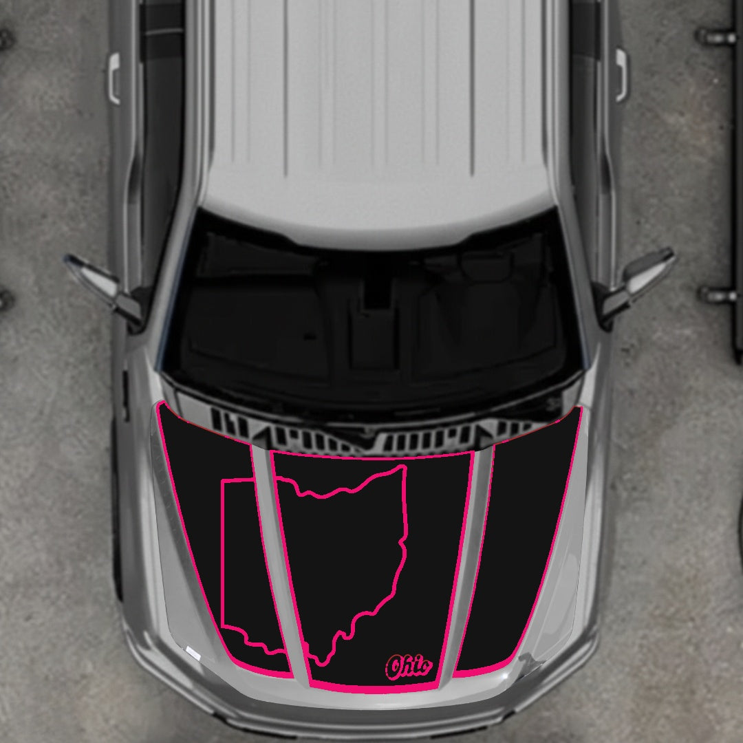 Hood Panel Decal/Sticker - Ohio - Border Graphic Kit - For Ford F-150 2020-2026 - Premium Vinyl