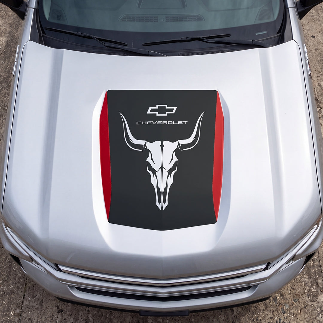 Hood Panel Decal/Sticker - Bison Skull Graphic Decal Graphic Kit - For Chevrolet Silverado 2019-2024 - Premium Vinyl