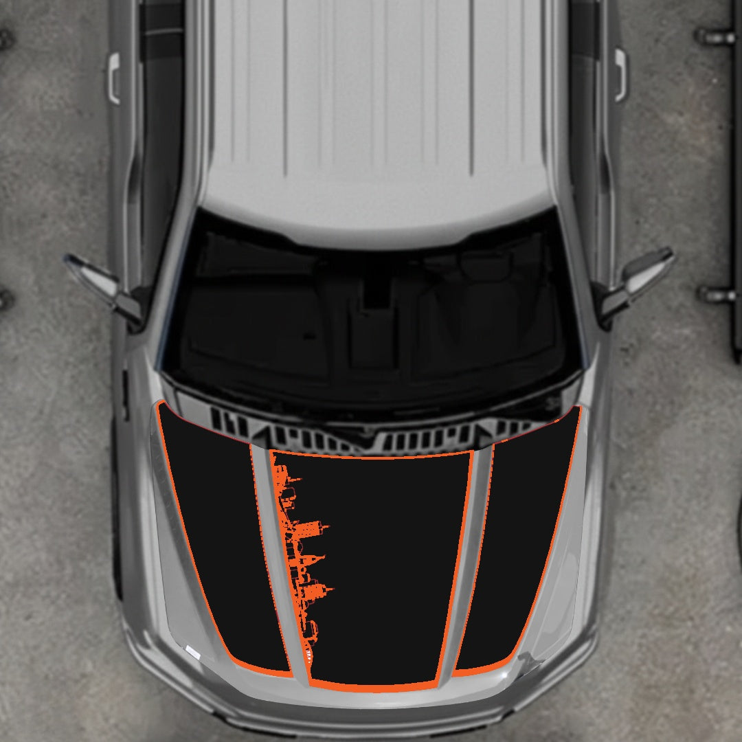 Hood Panel Decal/Sticker - Winnipeg Skyline - Border Graphic Kit - For Ford F-150 2020-2026 - Premium Vinyl