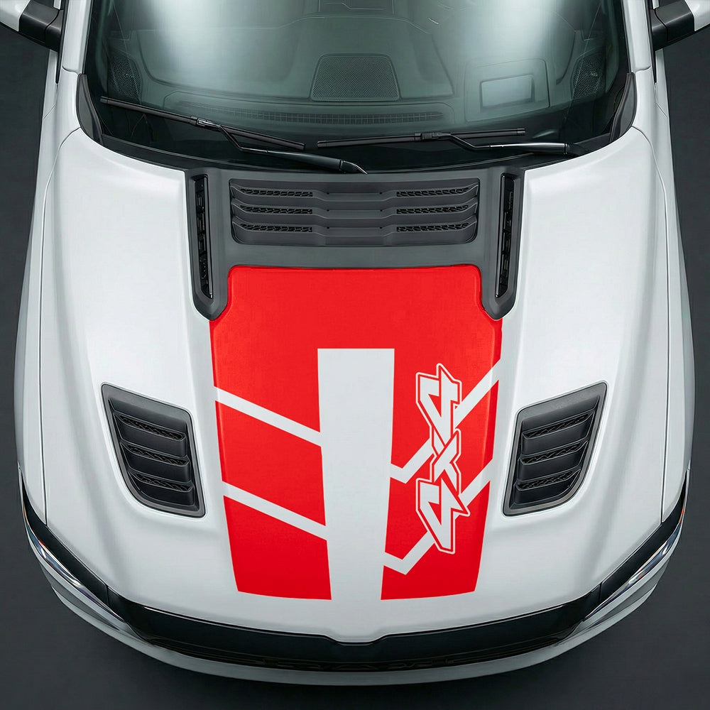 Hood Panel Decal/Sticker - Bold 4x4 Geometric Chevron Graphic Kit - For Dodge Ram 2019-2025 - Premium Vinyl