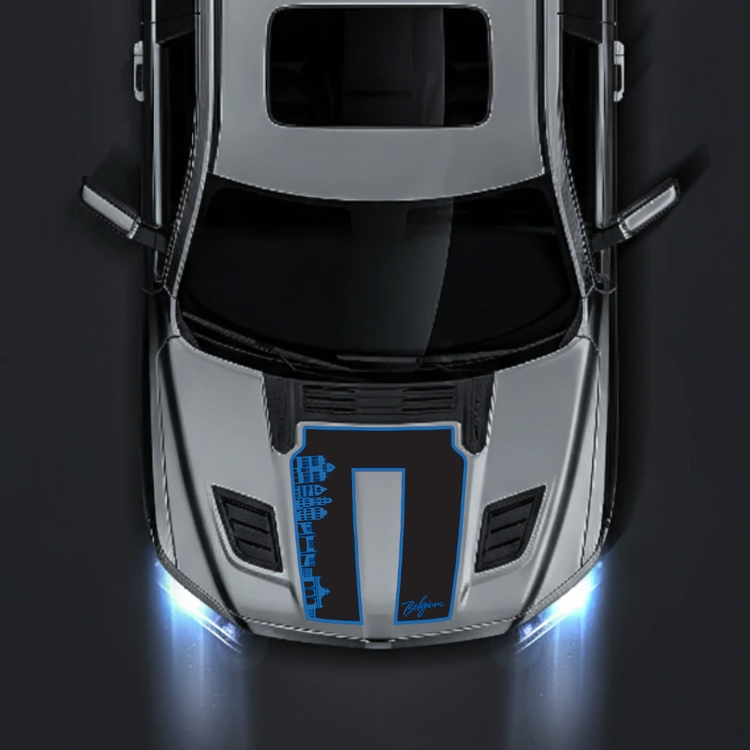 Performance Hood Panel Decal/Sticker - Belgium Skyline - Border Graphic Kit - For Dodge RAM 1500 2019-2025 - Premium Vinyl