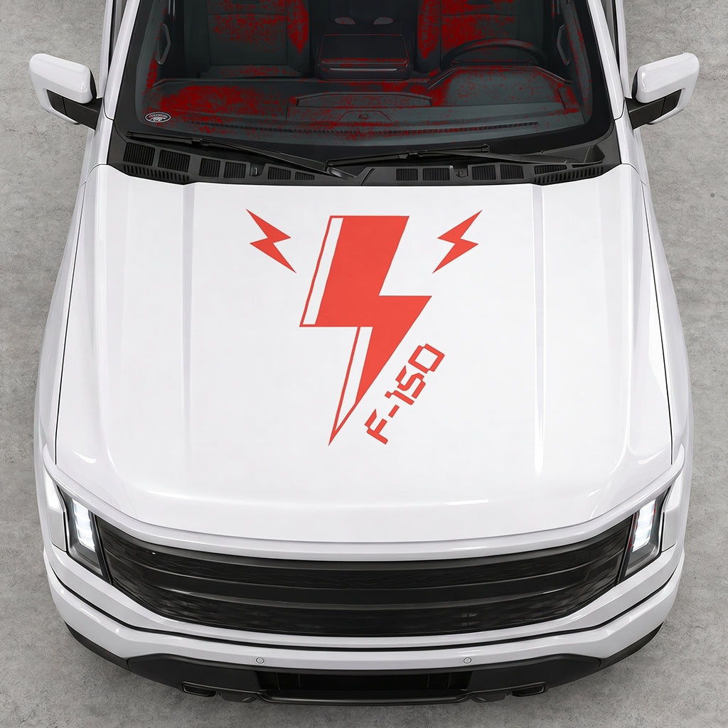 Hood Panel Decal/Sticker - Cut Triple Electric Graphic Decal Graphic Kit - For FORD F-150 2015-2020 - Premium Vinyl
