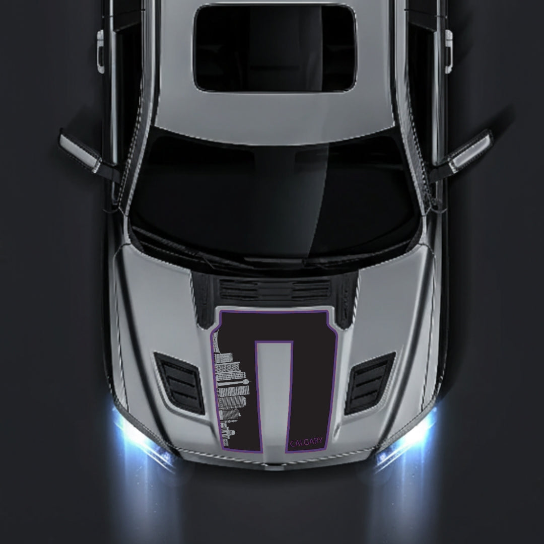 Hood Panel Decal/Sticker - Calgary Skyline - Cut - Border Graphic Kit - For Dodge RAM 1500 2019-2025 - Premium Vinyl