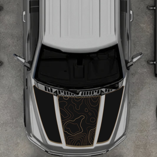 Hood Panel Decal/Sticker - Style 1 - Border Graphic Kit - For Ford F-150 2020-2026 - Premium Vinyl
