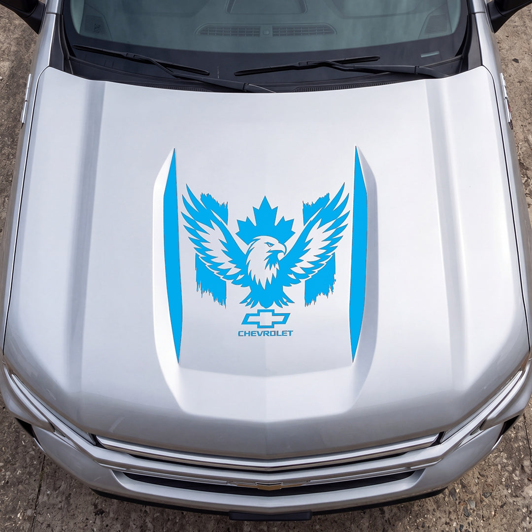 Hood Panel Decal/Sticker - Canadaian Phoenix Graphic Decal Graphic Kit - For Chevrolet Silverado 2019-2024 - Premium Vinyl
