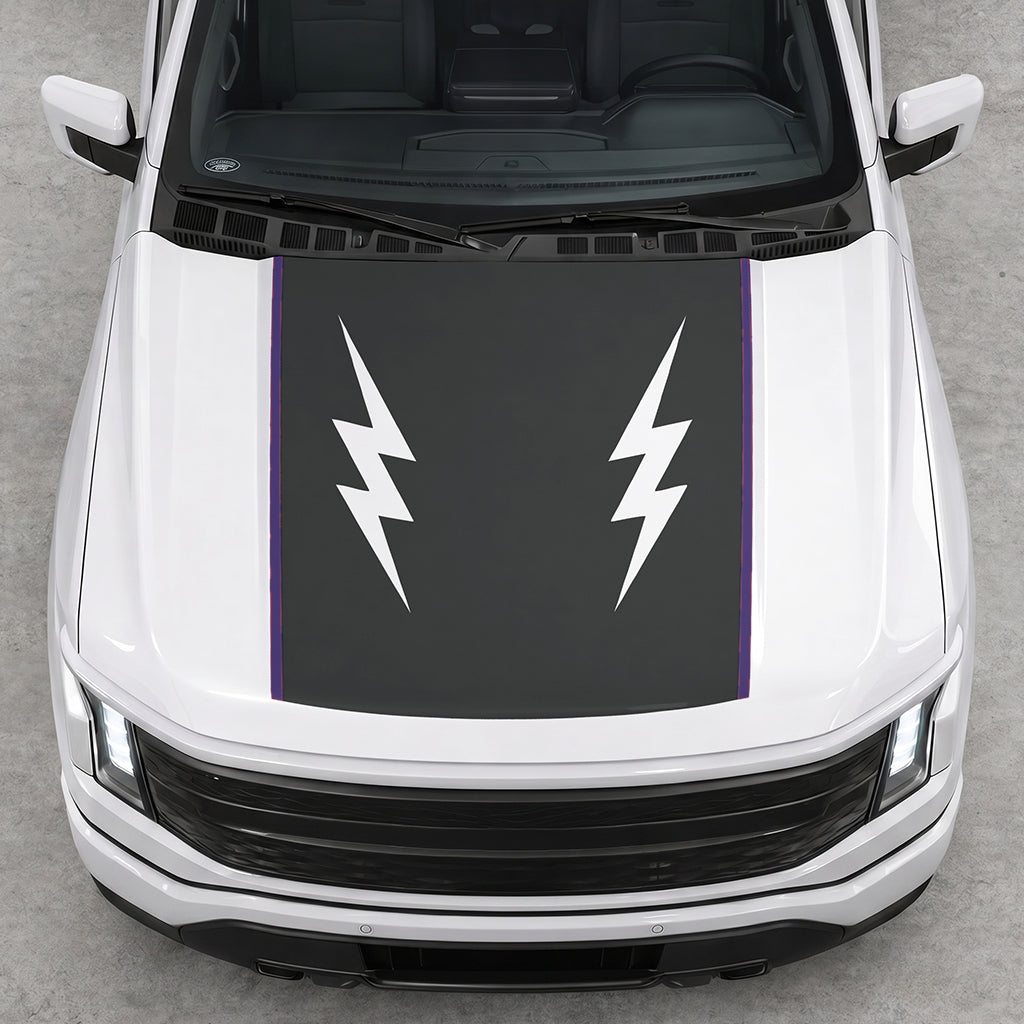 Hood Panel Decal/Sticker - Twin Electric Waves Graphic Decal Graphic Kit - For Ford F-150 2015-2020 - Premium Vinyl