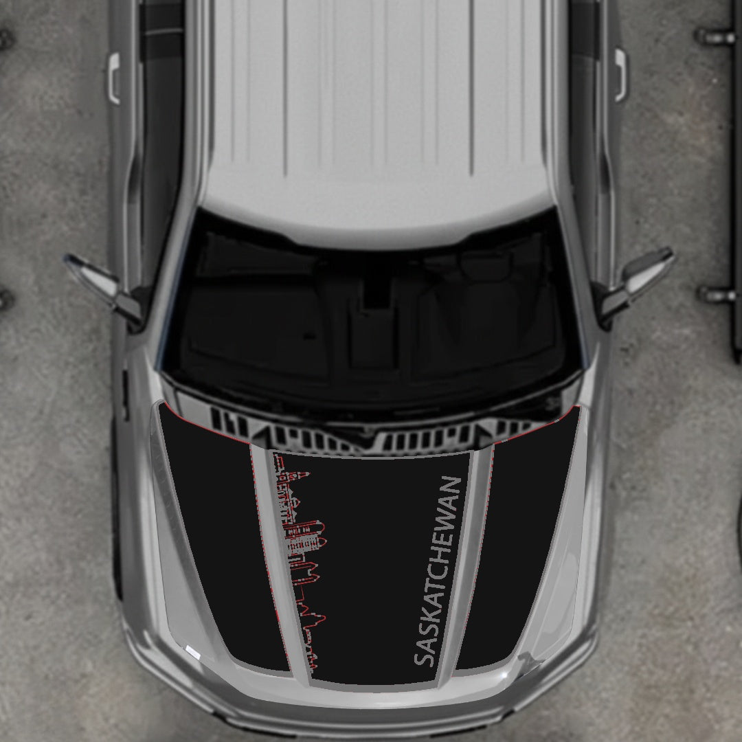 Hood Panel Decal/Sticker - Saskatchewan Skyline - Border Graphic Kit - For Ford F-150 2020-2026 - Premium Vinyl