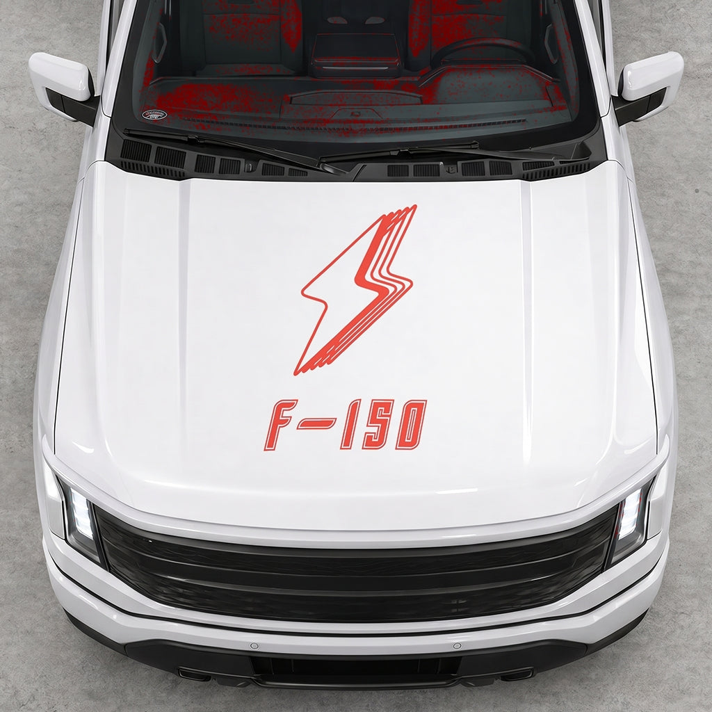 Hood Panel Decal/Sticker - Cut Bordered Electric F150 Graphic Decal Graphic Kit - For FORD F-150 2015-2020 - Premium Vinyl