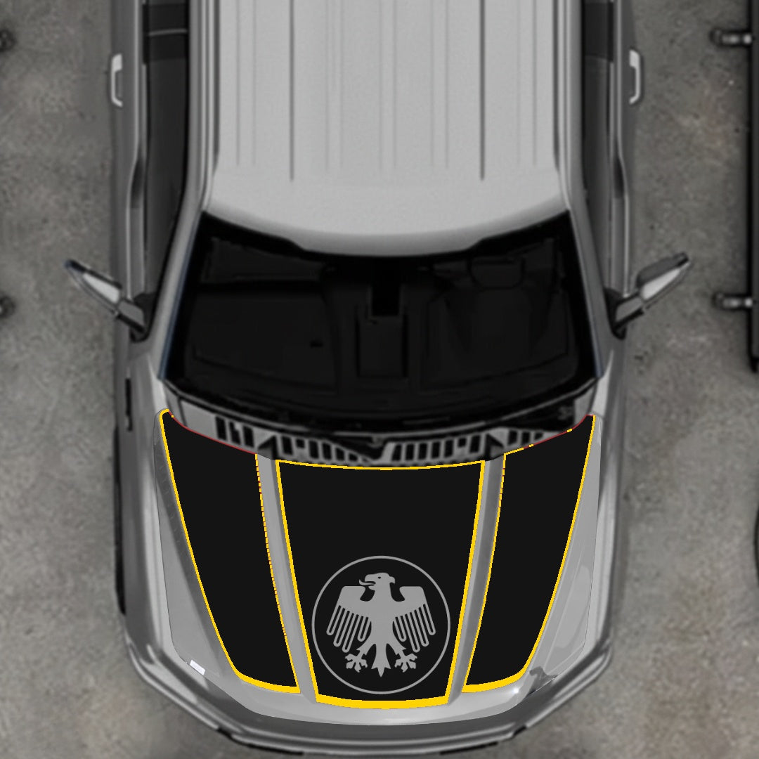 Hood Panel Decal/Sticker - Germany Logo - Cut - Border Graphic Kit - For Ford F-150 2020-2026 - Premium Vinyl