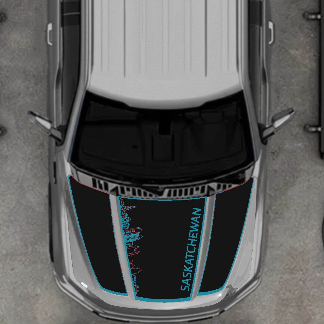 Hood Panel Decal/Sticker - Saskatchewan Skyline - Border Graphic Kit - For Ford F-150 2020-2026 - Premium Vinyl