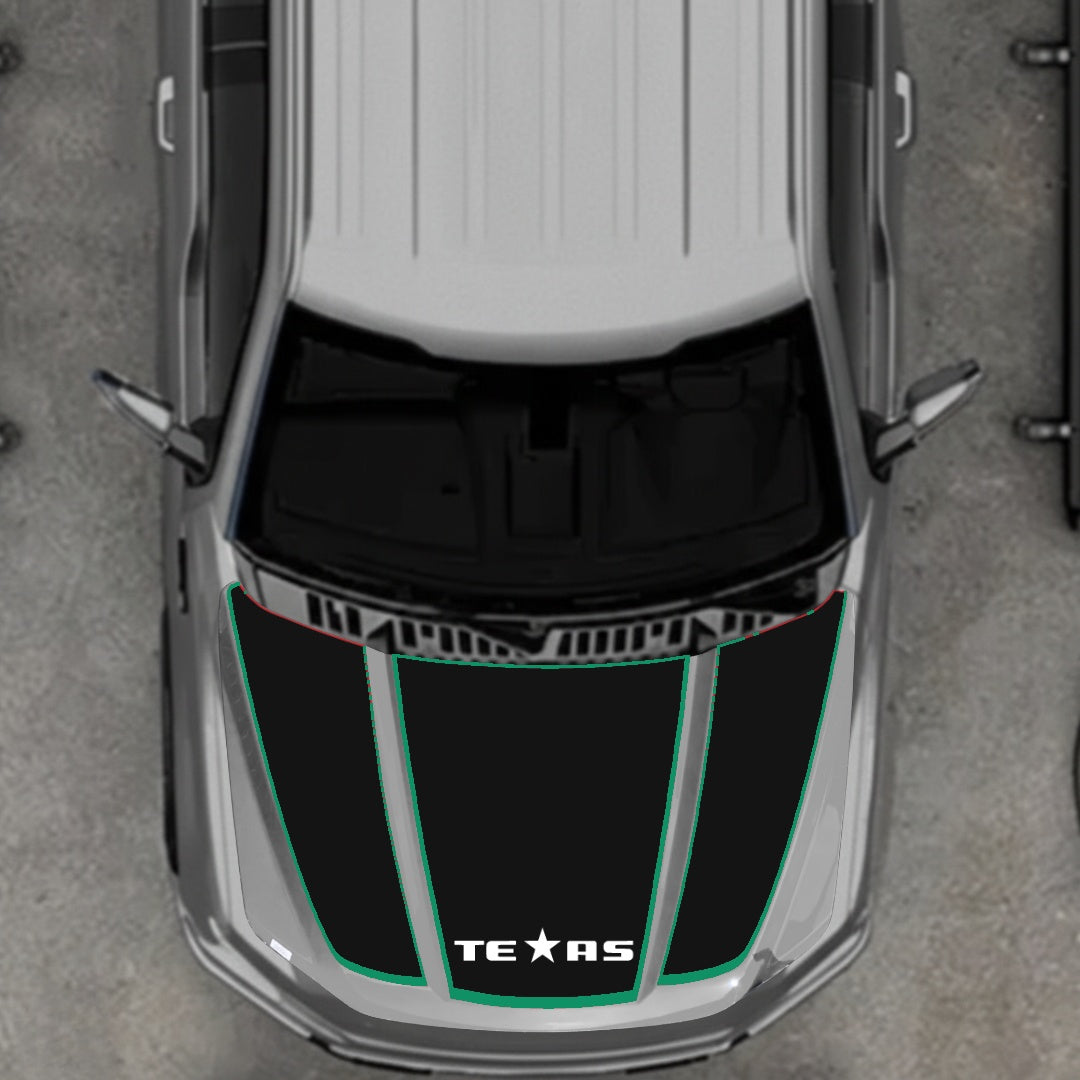 Hood Panel Decal/Sticker - Texas - Cut - Border Graphic Kit - For Ford F-150 2020-2026 - Premium Vinyl