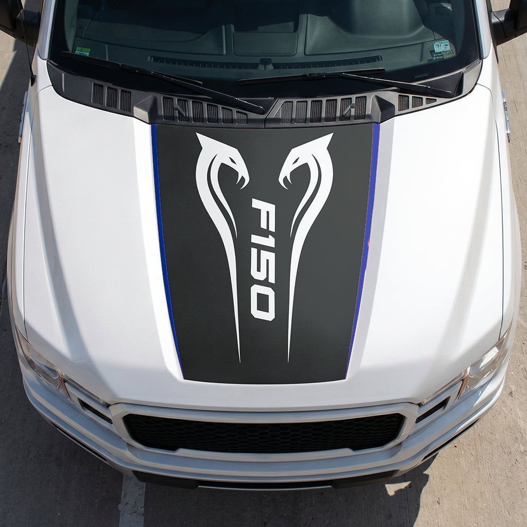 Hood Panel Decal/Sticker - Twin Cobra Graphic Decal Graphic Kit - For Ford F-150 2015-2020 - Premium Vinyl