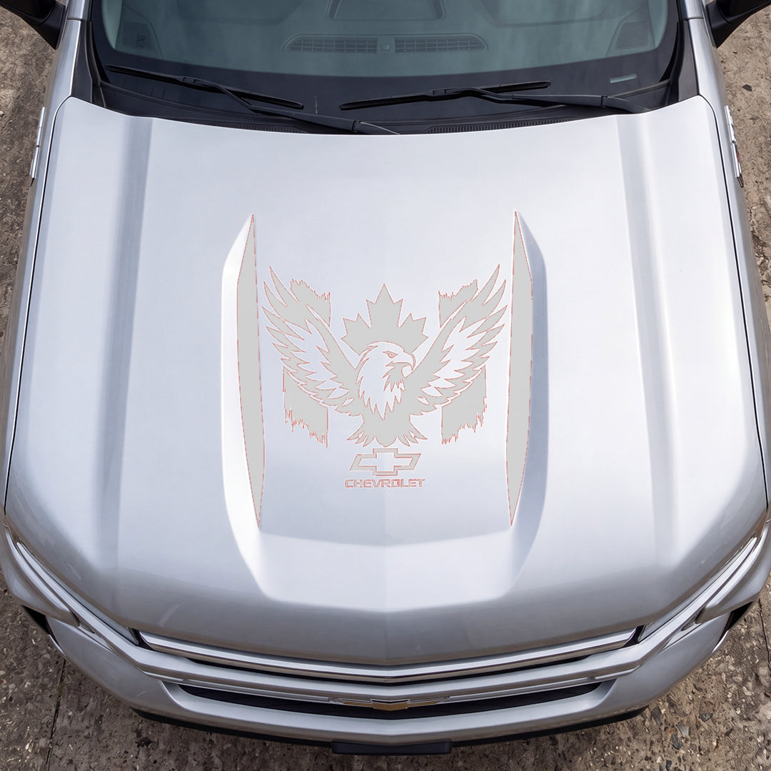 Hood Panel Decal/Sticker - Canadaian Phoenix Graphic Decal Graphic Kit - For Chevrolet Silverado 2019-2024 - Premium Vinyl